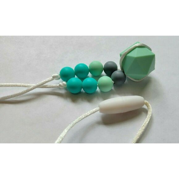 Blue/green Silicone Nursing Necklace/Fidget Necklace - Picture 1 of 5